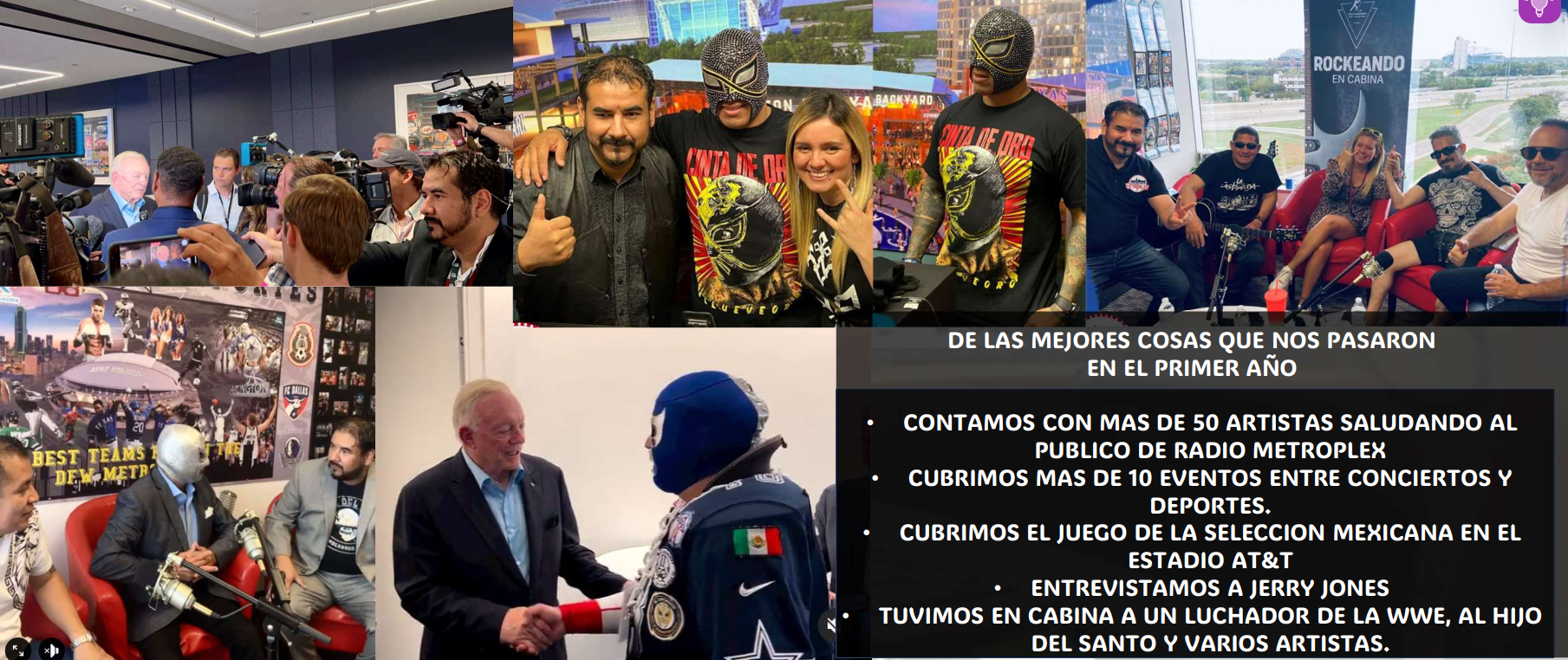 Momentos del primer año de Radio Metroplex: Jerry Jones, luchador de la WWE, y más.
